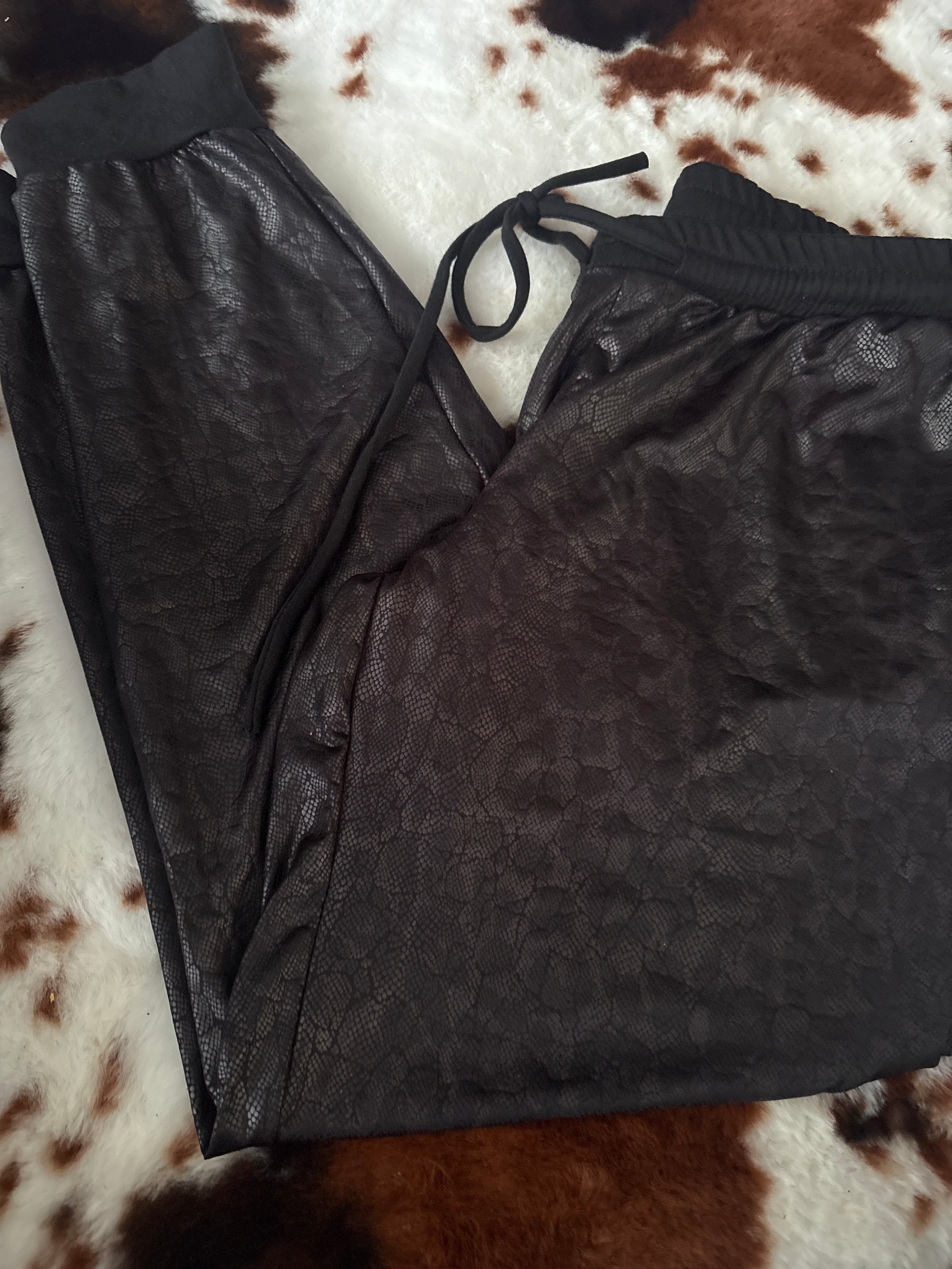 Black Leather Joggers